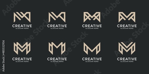 Collection abstract letter m logo design template.