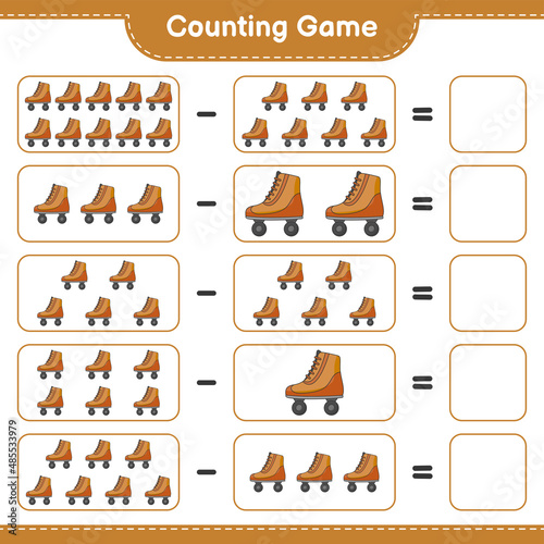 Fototapeta Naklejka Na Ścianę i Meble -  Count and match, count the number of Roller Skate and match with the right numbers. Educational children game, printable worksheet, vector illustration