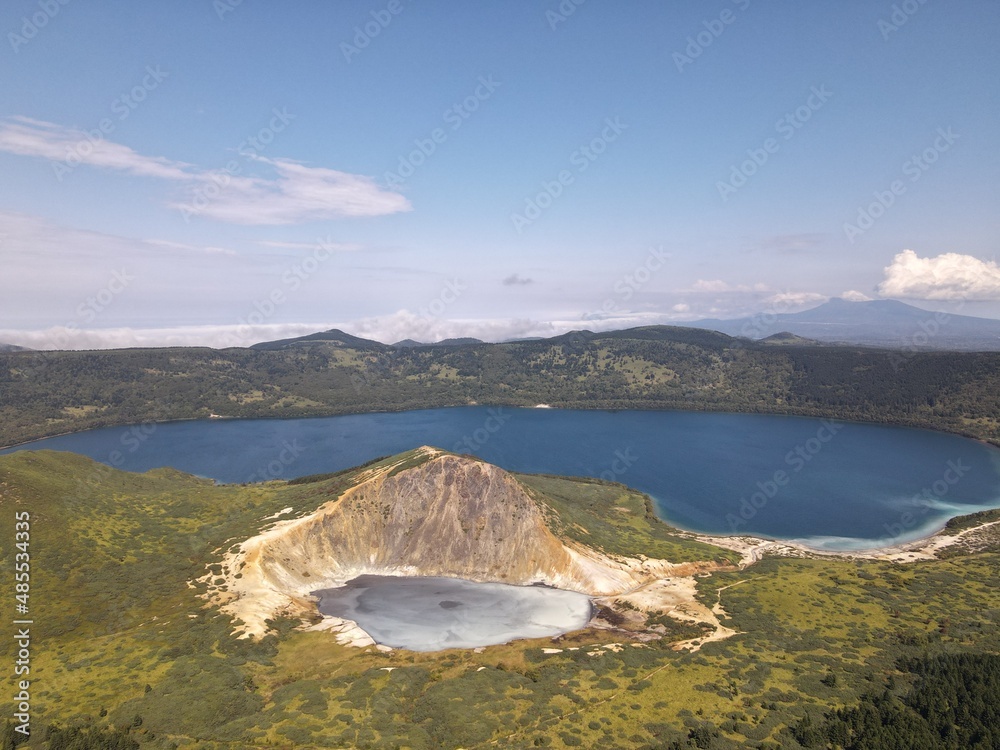 The caldera of the Golovnin volcano. Kunashir Island, Sakhalin Oblast