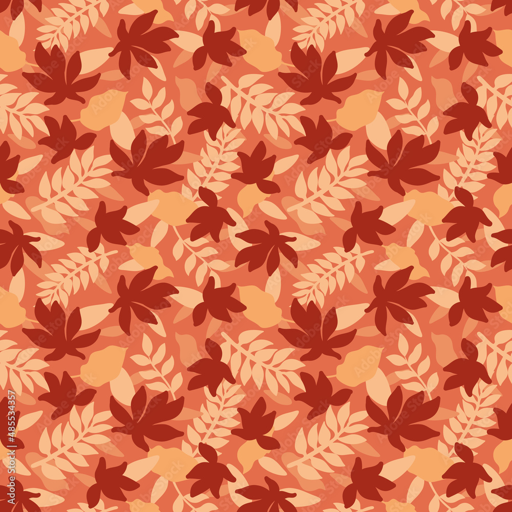 Seamless floral pattern, vector seamless background with summer exotic leaves. Organic flat style vector illustration.