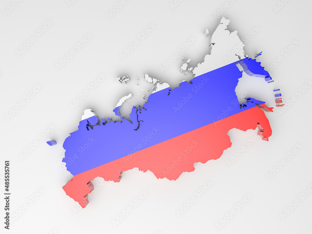 Fototapeta premium Map of Russia with Russian flag