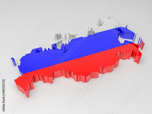 Map of Russia with Russian flag