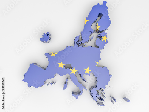 European Union map with European flag