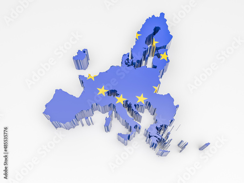 European Union map with European flag