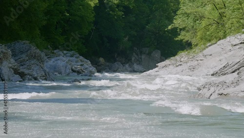 The Caucasus Mountains. Adygeya, Khadzhokhskaya gorge. Belaya river in spring. photo