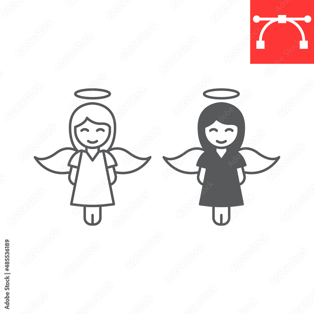 Angel girl line and glyph icon, christmas and easter, angel vector icon, vector graphics, editable stroke outline sign, eps 10. Angel girl line and glyph icon, christmas and easter, angel vector icon, vector graphics, editable stroke outline sign, eps 10.