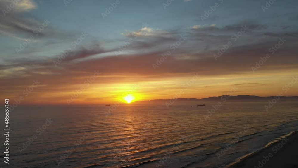Scenic Sunset Beach With Dramatic Sky - aerial drone shot Scenic Sunset Beach With Dramatic Sky - aerial drone shot