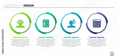 Set Concussion, headache, Psychological test, Closed personality and Online psychological counseling. Business infographic template. Vector