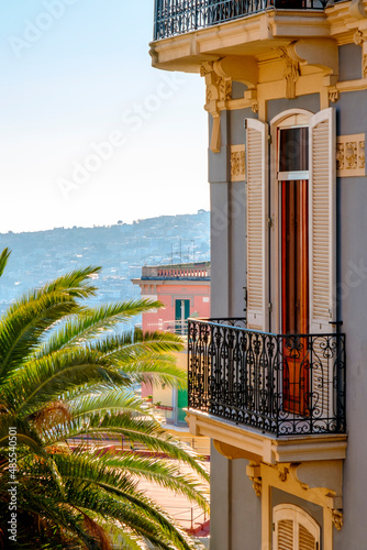 Architecture details, buildings facede in Naples city centre, Italy photo