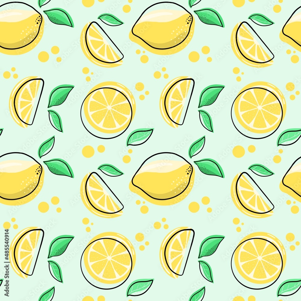 A pattern with lemons in a trendy style. Ready-made design for various items. The illustration is hand-drawn with live lines. A pattern with lemons in a trendy style. Ready-made design for various items. The illustration is hand-drawn with live lines.