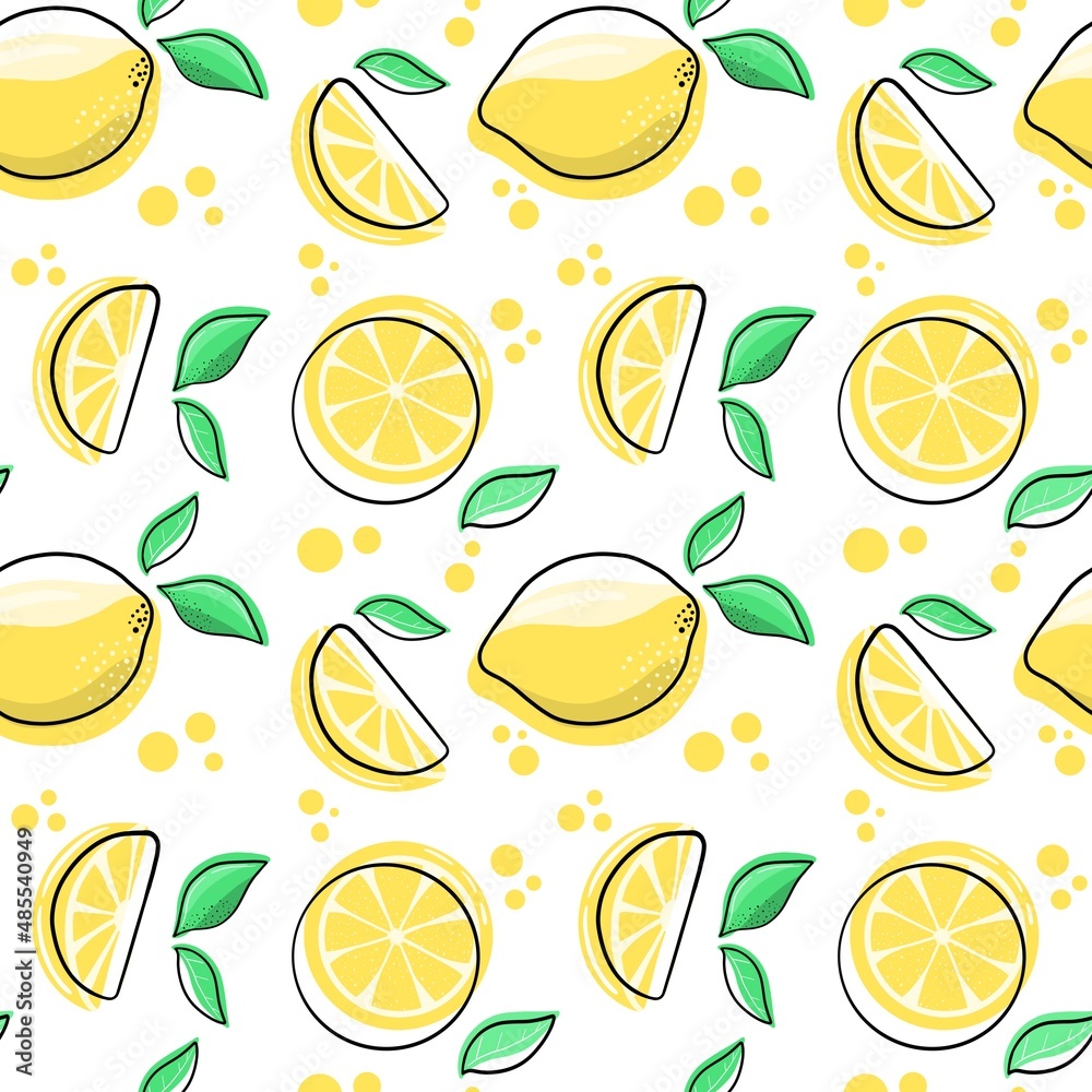 A pattern with lemons in a trendy style. Ready-made design for various items. The illustration is hand-drawn with live lines. A pattern with lemons in a trendy style. Ready-made design for various items. The illustration is hand-drawn with live lines.