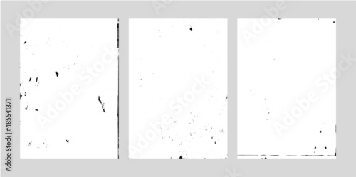 Conjunto de fondos o banners grunge retro abstractos en blanco y negro. Ilustración abstracta de textura de papel manchado, sucio y desgastado, imagen vectorizada