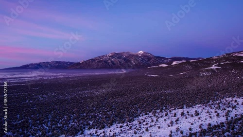 Colorful sunset aerial drone shot of wheeler peak in New Mexico. photo