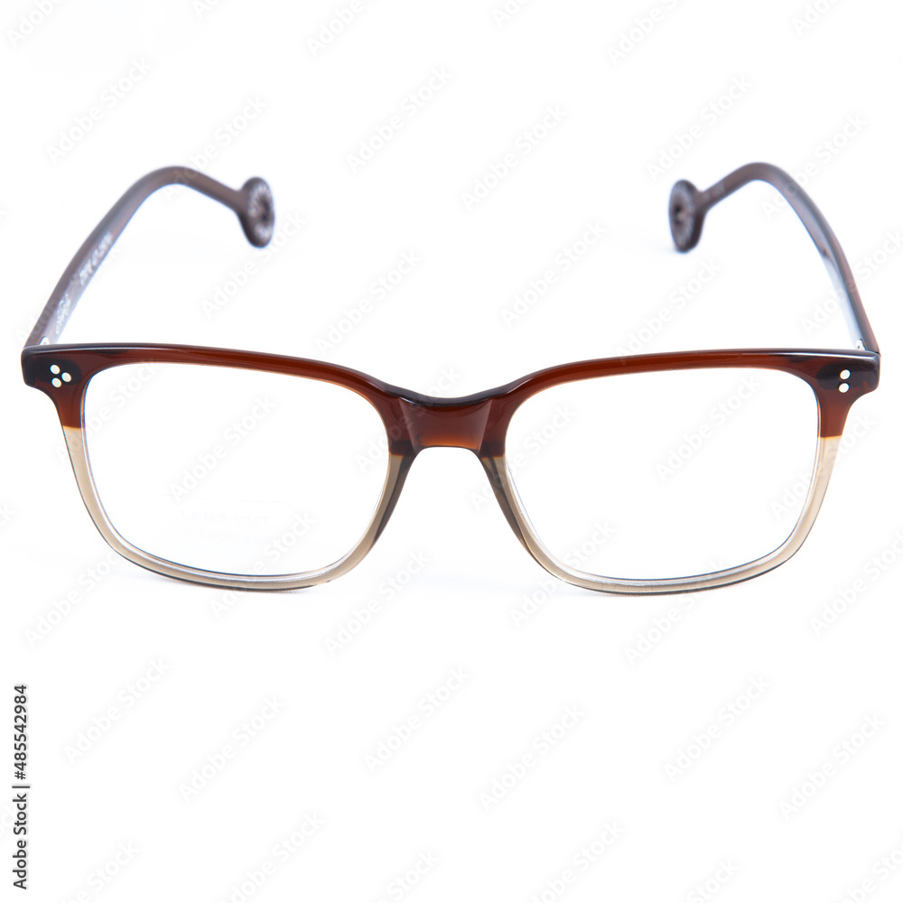eyeglass frames on a white background. Stylish framed glasses on a white background. eyeglass frames on a white background. Stylish framed glasses on a white background.