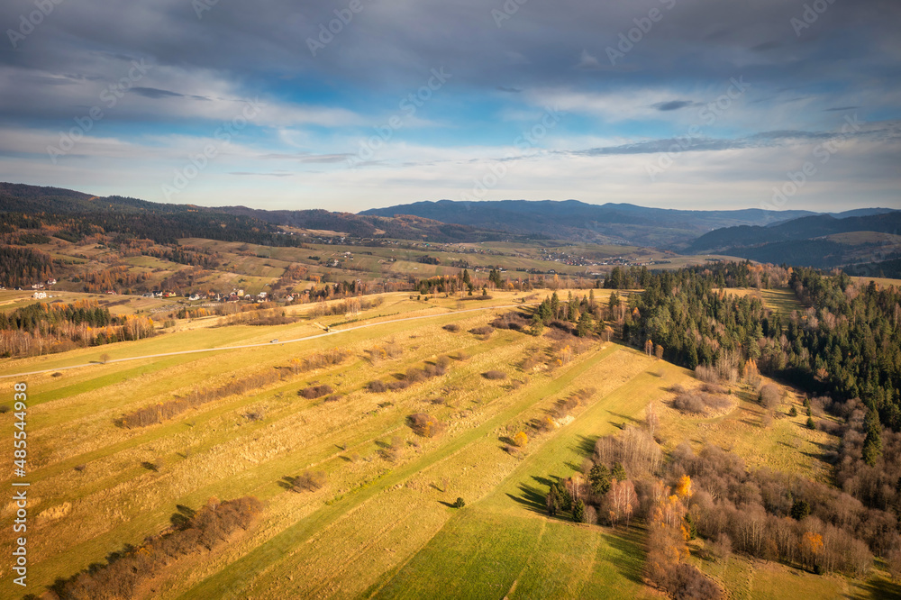 Beautiful landscape of the Pieniny mountains in autumnal colors. Poland