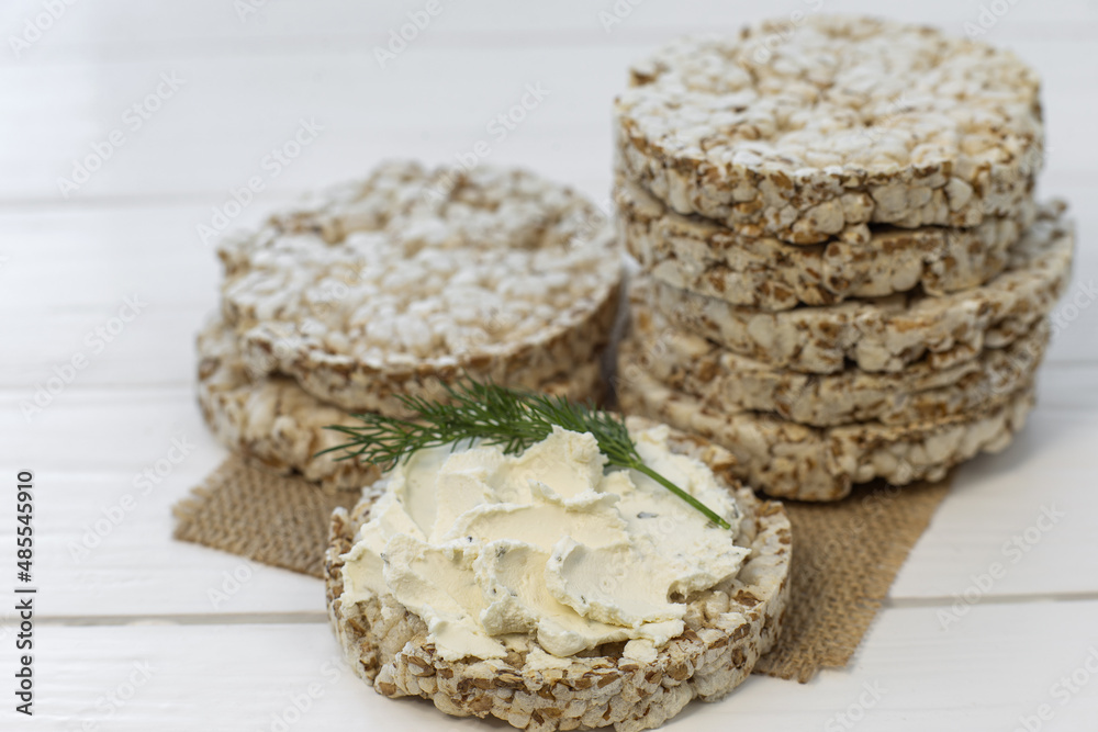 Crispy wheat crackers with a dill and spread. Natural Diet Bread Crispy wheat crackers with a dill and spread. Natural Diet Bread