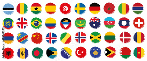 big set of round banner with countrie flags on white background - vector illustration 