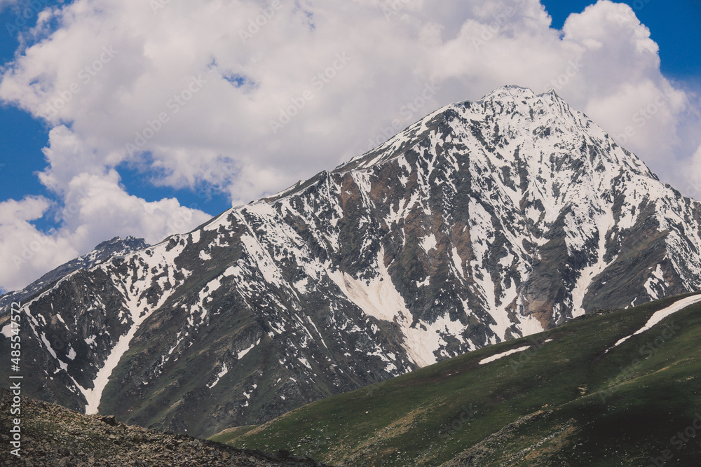 Snow Capped Mountain Peaks in Gilgit Baltistan Highlands, Pakistan