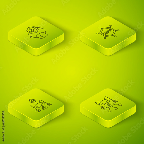 Set Isometric line NFT blockchain technology, Digital crypto art, and icon. Vector