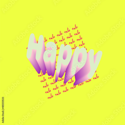 Typography text phrase distortion yellow red sale poster bright 3d effect