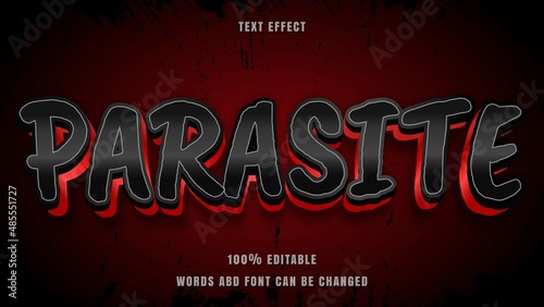 3d Modern Black In Red Word Parasite Editable Text Effect Design Template