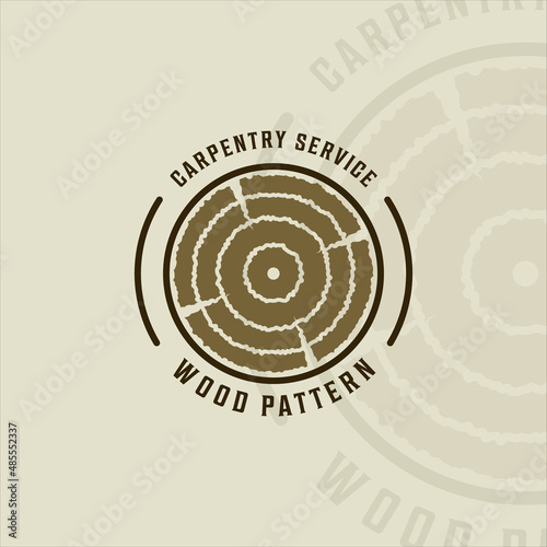 wood pattern for woodworker logo line art vintage vector illustration template icon graphic design. carpentry sign or symbol for professional carpenter with badge typography style