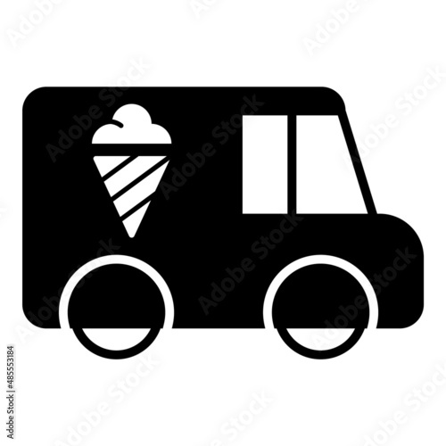 Icecream Van Flat Icon Isolated On White Background