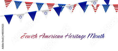 Jewish American Heritage Month. The Star of David is a symbol of the Jews. Jewish and American symbols. Fireworks. Realistic vector