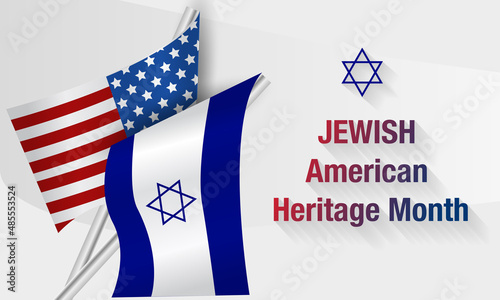 Jewish American Heritage Month. The Star of David is a symbol of the Jews. Jewish and American symbols. Fireworks. Realistic vector
