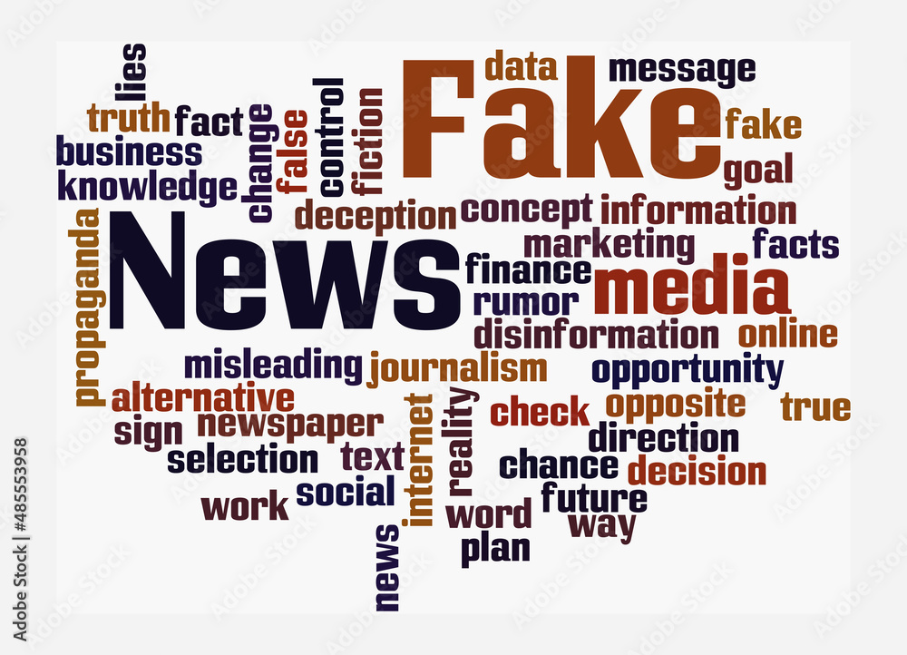 Obraz premium Word Cloud with FAKE NEWS concept, isolated on a white background
