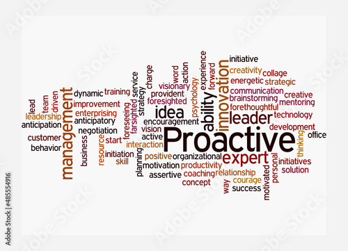 Word Cloud with PROACTIVE concept, isolated on a white background photo