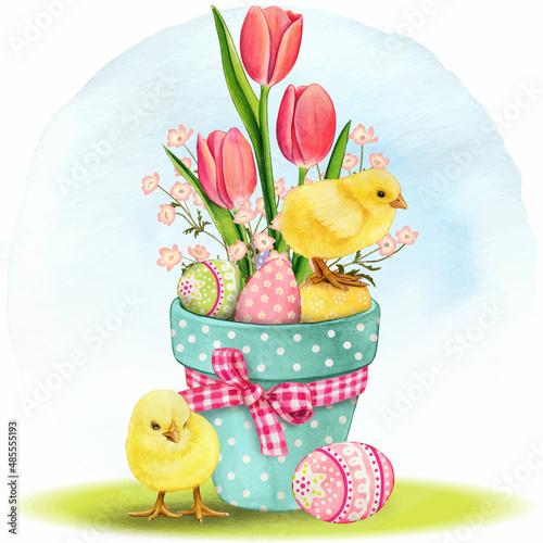 easter eggs in a basket