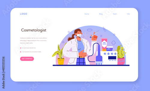 Cosmetologist web banner or landing page. Hardware facial treatment
