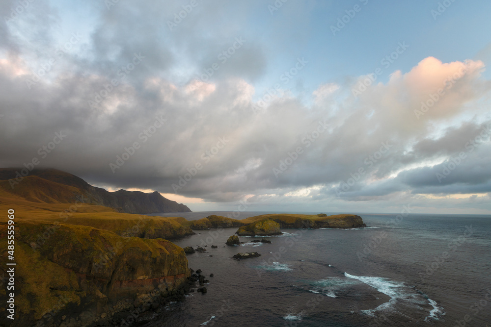 Cape End of the World at sunrise in autumn, Shikotan, South Kuriles, Russia Cape End of the World at sunrise in autumn, Shikotan, South Kuriles, Russia