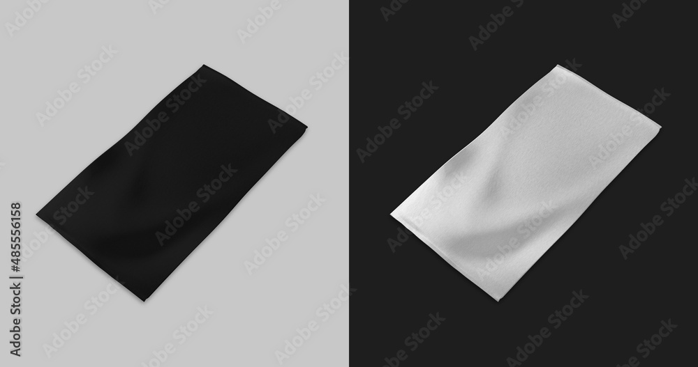 Black and White cotton beach towel mock up. 3D High Quality Image