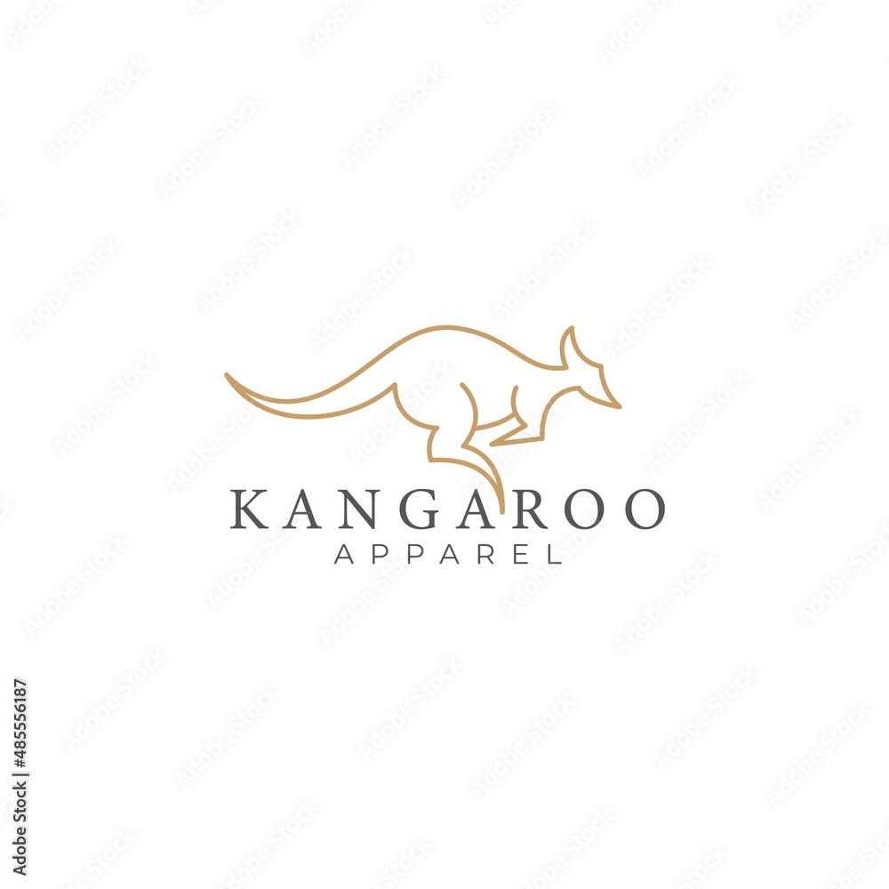 Fototapeta premium Kangaroo icon logo design vector illustration. Australia animal identity sign with simple luxury style.