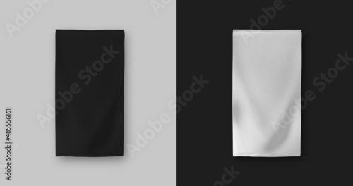 Black and White cotton beach towel mock up. 3D High Quality Image.