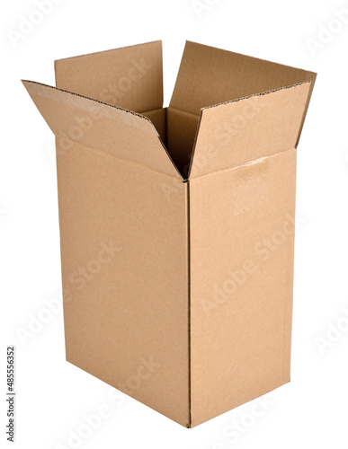opened cardboard box isolated on white