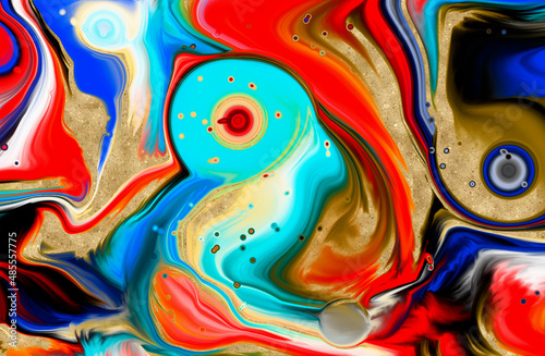 Abstract bacground. Multicolor Acrylic pour fluid art. 3d illustration