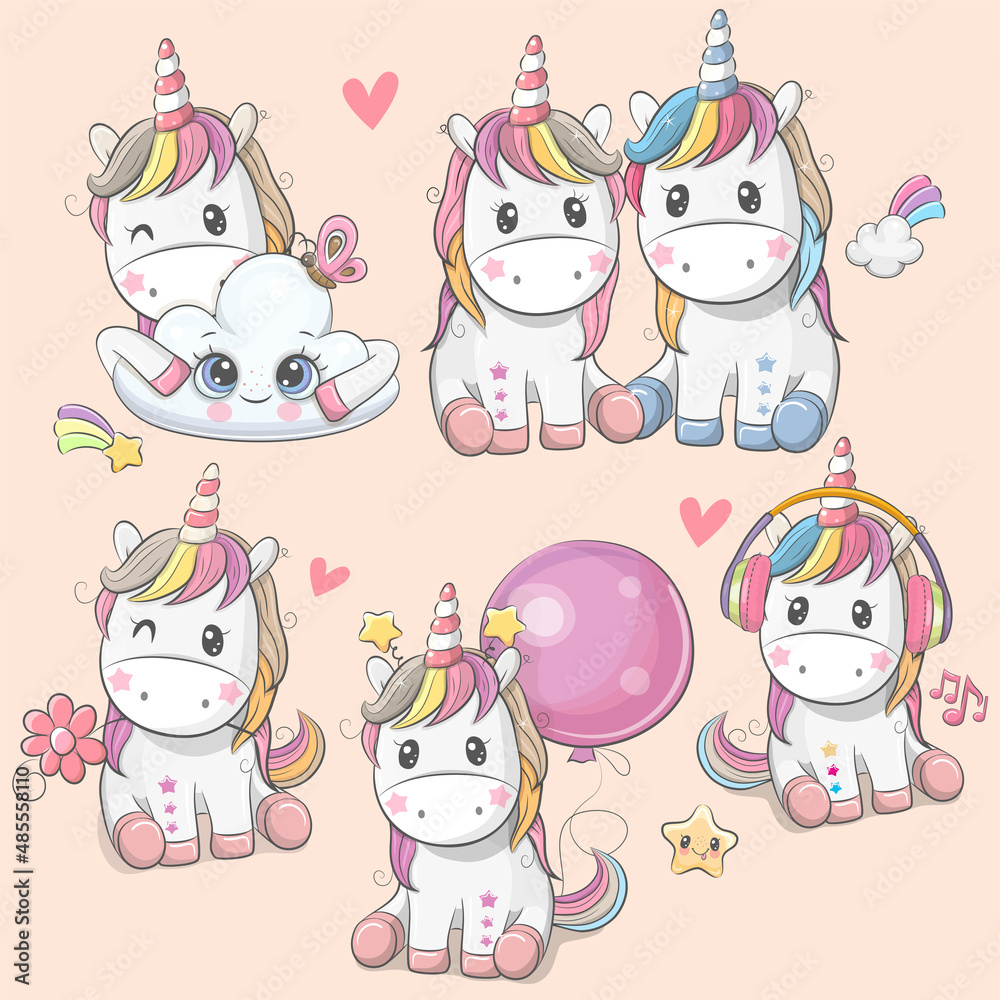 Cartoon Unicorns isolated on a white background Cartoon Unicorns isolated on a white background