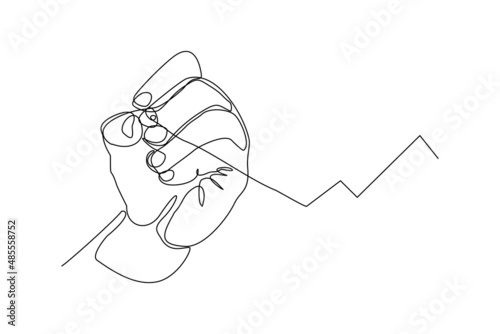 Continuous single one line drawing art of hand write business growth chart graphic vector illustration