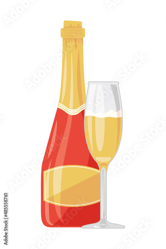 champagne bottle and cup