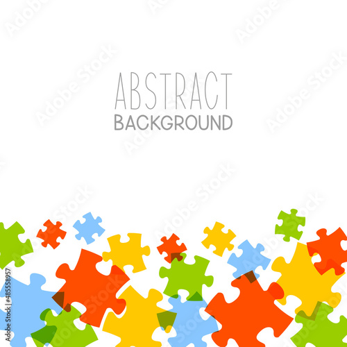 Abstract background with color puzzle horizontal border 2