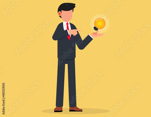 Business people present concept. Businessman offers a new idea in his hands.