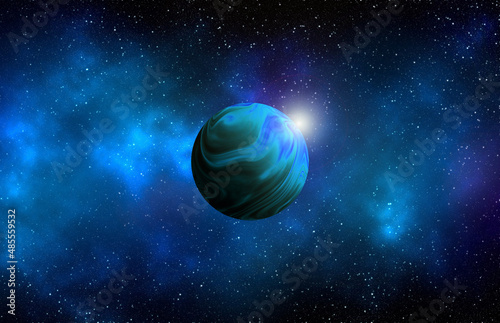 Fototapeta Naklejka Na Ścianę i Meble -  Unknown planet from outer space. Space nebula. Cosmic cluster of stars. Outer space background. 3D Illustration