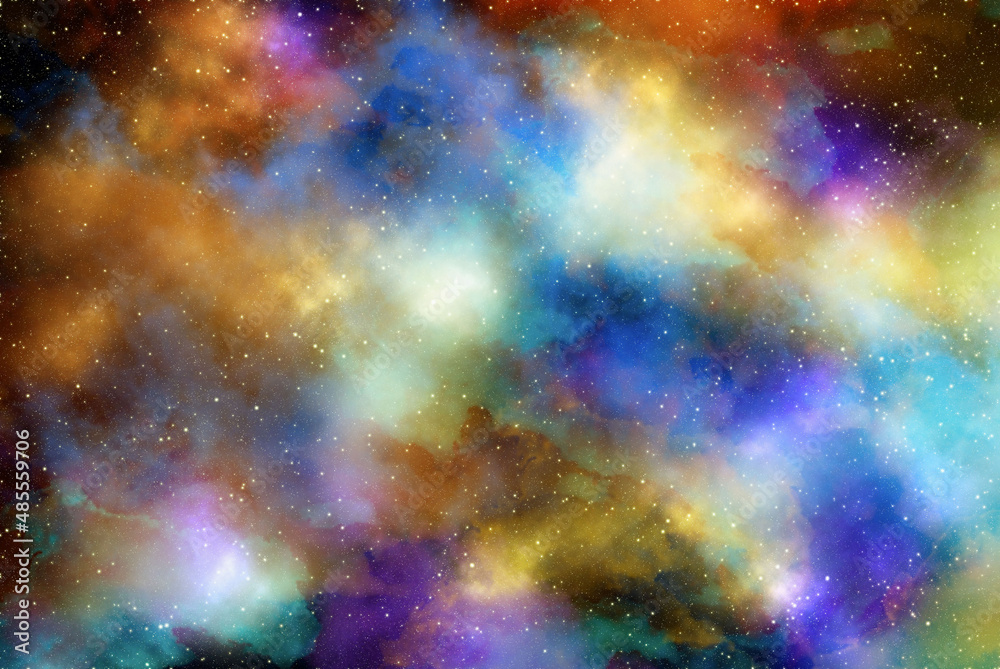Fototapeta premium Space background with stardust and shining stars. Realistic cosmos and color nebula. Colorful galaxy. 3d illustration