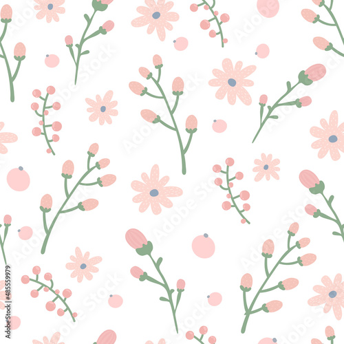 Floral pattern. Pretty flowers on white background. Printing with small pink flowers. Ditsy print. Cute elegant flower  template for fashionable printers © Олеся Волкова