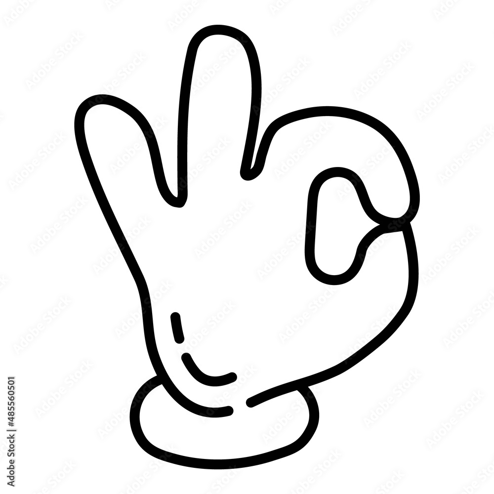 Ok Cartoon Hand Gesture Flat Icon Isolated On White Background Ok Cartoon Hand Gesture Flat Icon Isolated On White Background