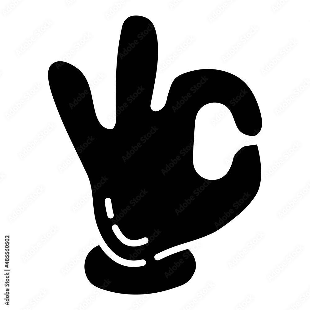 Ok Cartoon Hand Gesture Flat Icon Isolated On White Background Ok Cartoon Hand Gesture Flat Icon Isolated On White Background