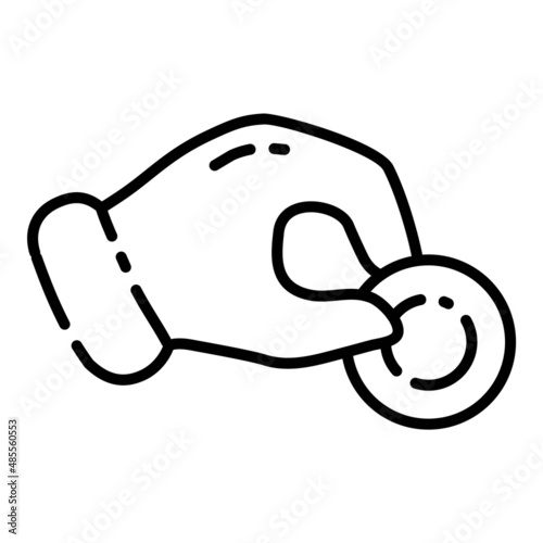Insert Coin Hand Gesture Flat Icon Isolated On White Background